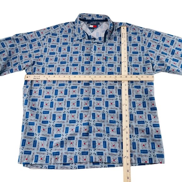 Vintage Tommy Jeans Tommy Hilfiger Button-Up Shirt XL 100% Polyester Blue - Picture 3 of 4